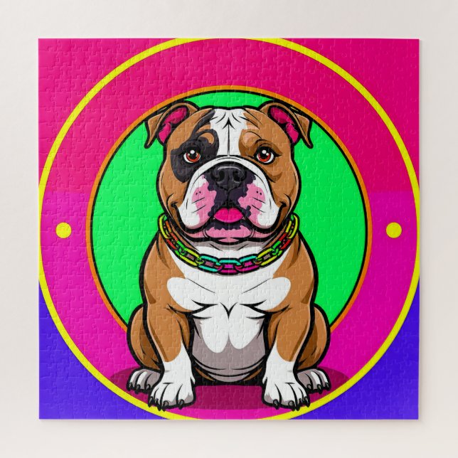 Puzzle Bouledogue anglais sur un fond vibrant (Vertical)