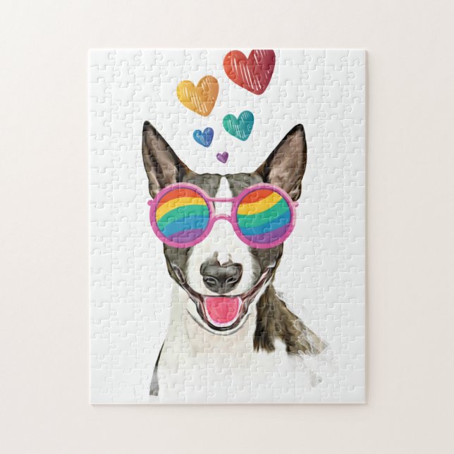 Puzzle Bouledogue avec des cœurs pour la Saint-Valentin (Vertical)