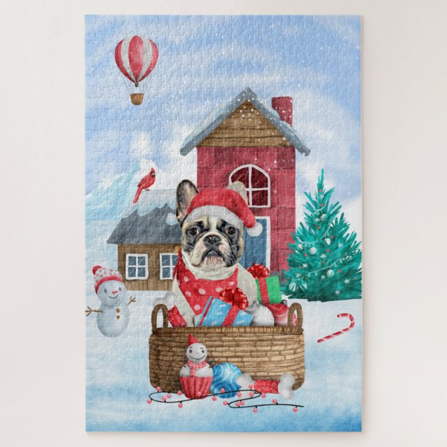 Puzzle Bouledogue français dans la maison de chien de Noë (Vertical)