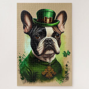 Puzzle Bouledogue français en robe de la Saint-Patrick