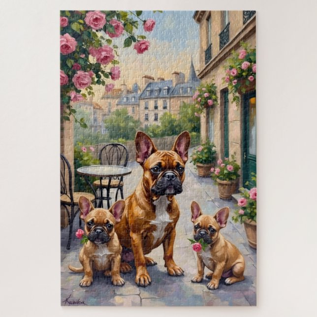 Puzzle Bouledogue Français Paris Garden Art (Vertical)