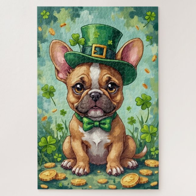 Puzzle Bouledogue français Saint-Patrick Jour de fête Chi (Vertical)