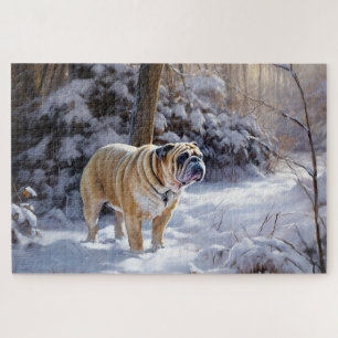 Puzzle Bouledogue Noël Laissé Tomber La Neige Brossé