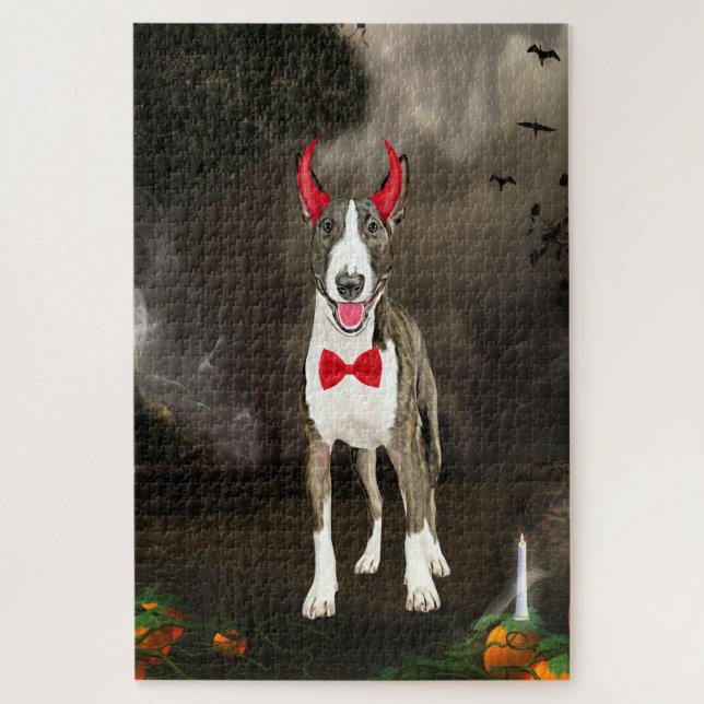 Puzzle Bouledogue Terrier en costume d'Halloween (Vertical)