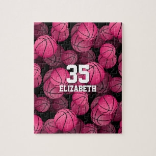 Puzzle Boules de basket rose fille motif personnalisé