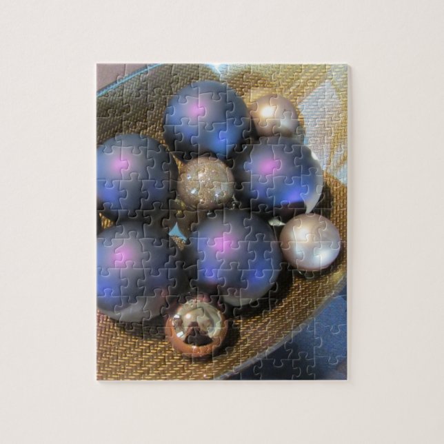 Puzzle Boules de verre élégantes dans un plat doré (Vertical)