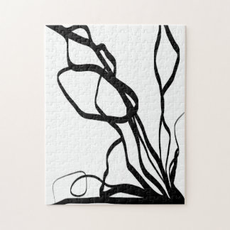 Puzzle Bouquet Blanc : Abstrait blanc & noir