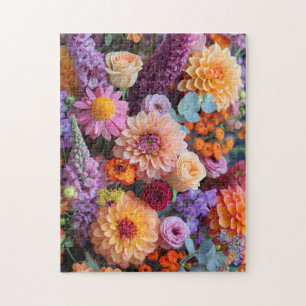Puzzle Bouquet d'automne avec dahlias, frésias et gerbera