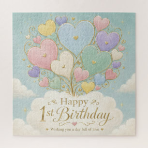 Puzzle Bouquet de ballons en forme de cœur pastel pour 1e