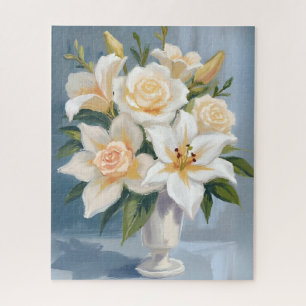 Puzzle Bouquet de fleurs blanches aquarelle florale