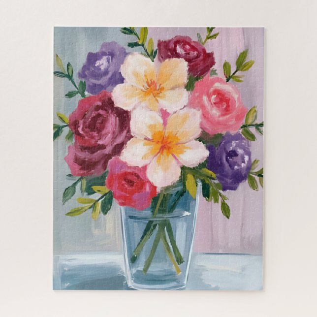 Puzzle Bouquet de fleurs peinture florale aquarelle (Vertical)