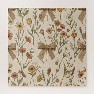 Puzzle Bouquet de fleurs sauvages rustique avec noeuds en