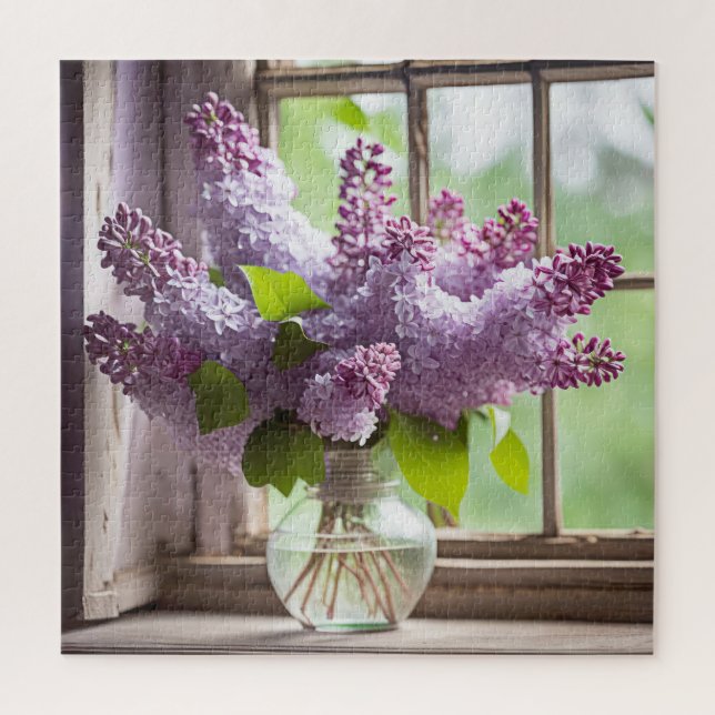 Puzzle Bouquet de lilas dans la fenêtre (Vertical)