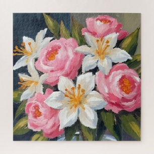 Puzzle Bouquet de lys et de roses Vase aquarelle floral