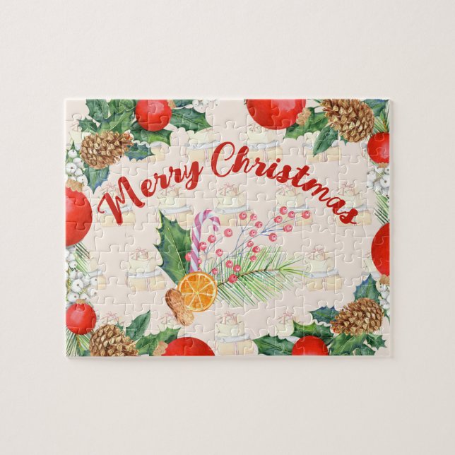 Puzzle Bouquet de Noël Burange Orange Candy Barry Wreath (Horizontal)