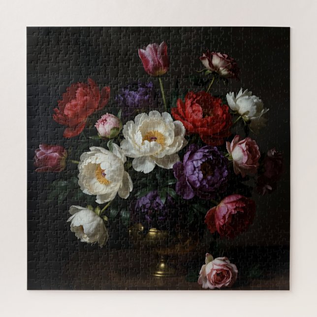Puzzle Bouquet de pivoines Baroque Nature morte (Vertical)