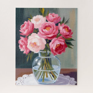 Puzzle Bouquet de pivoines Vase de fleurs rose floral a