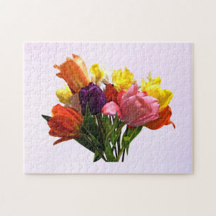 Puzzle Bouquet de printemps avec tulipes et casse-tête jo