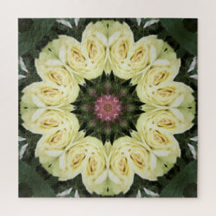 Puzzle Bouquet de rose blanche Mandala Design