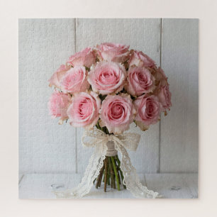 Puzzle Bouquet de roses roses perles dentelle romantique