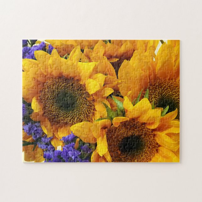 Puzzle Bouquet de tournesols et de statice violette (Horizontal)