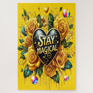 Puzzle Bouquet enchanteur de Roses d'or et de coeur