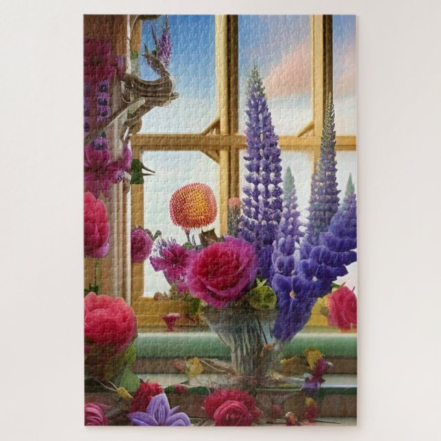 Puzzle Bouquet floral coloré intrigant (Vertical)