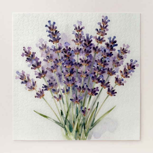 Puzzle Bouquet floral de lavande à l'aquarelle (Vertical)