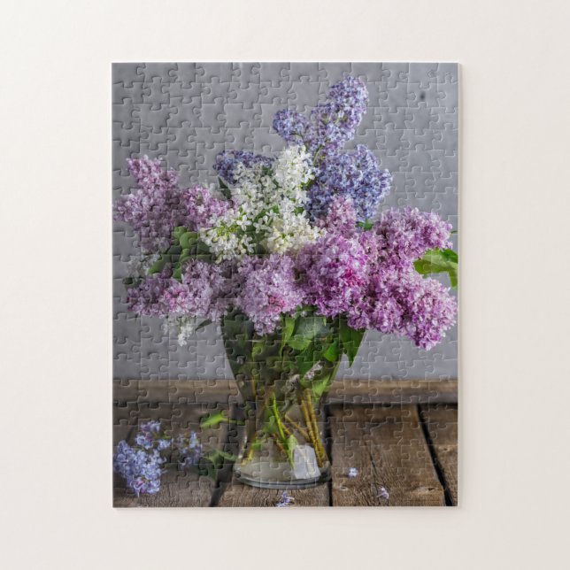 Puzzle Bouquet Floral Lilac Rustique Dans Vase De Verre (Vertical)