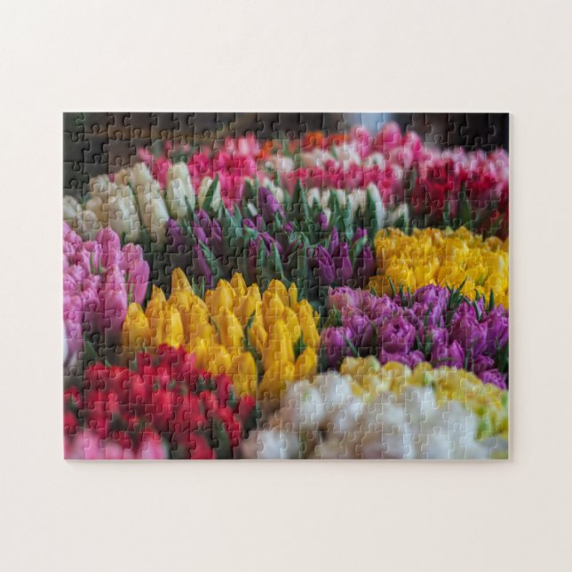 Puzzle Bouquet floral rose jaune blanc Tulipe rouge (Horizontal)