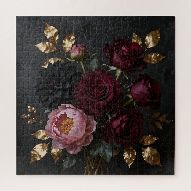 Puzzle Bouquet Floral Sombre et Émouvant (Vertical)