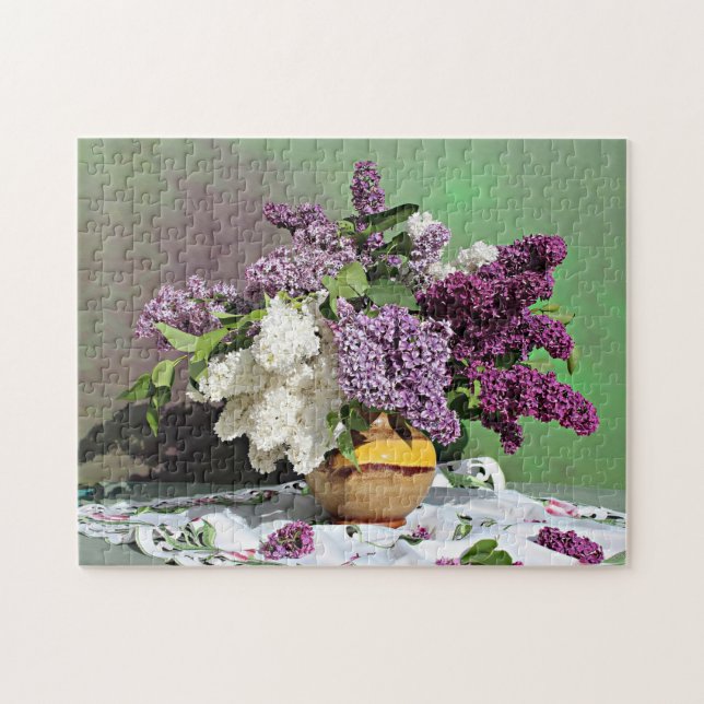 Puzzle Bouquet Floral violet et blanc Lilacs Photo (Horizontal)