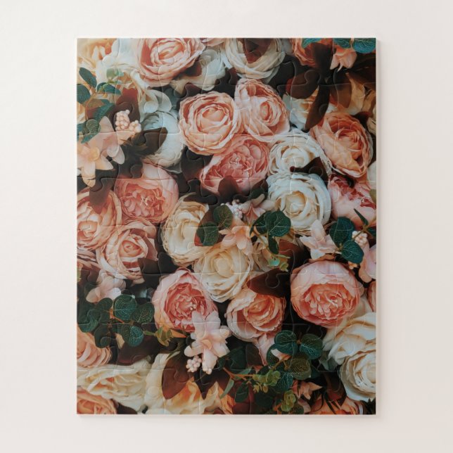 Puzzle Bouquet of Pink Roses (Vertical)
