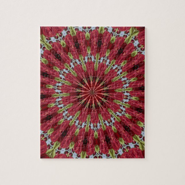 Puzzle Bouquet rose Kaleidoscope sous verre 1 (Vertical)