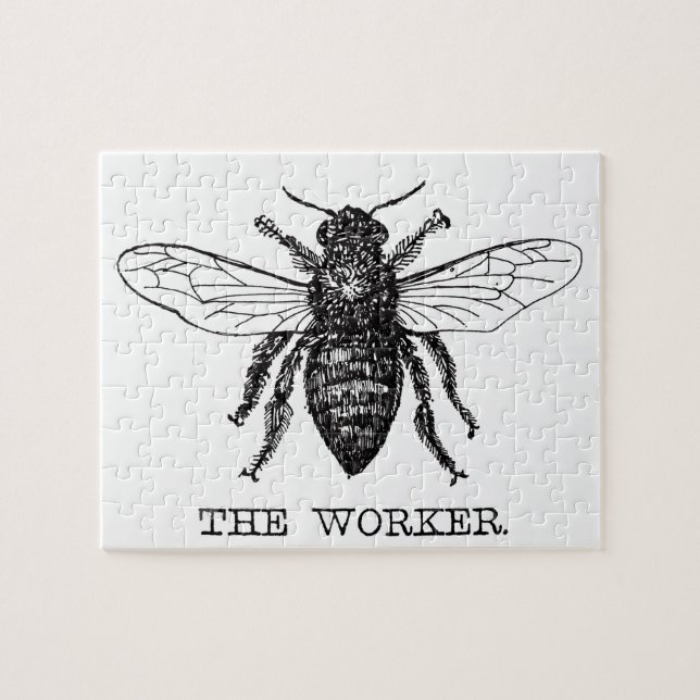 Puzzle Bourdon noir ouvrier abeille miel (Horizontal)
