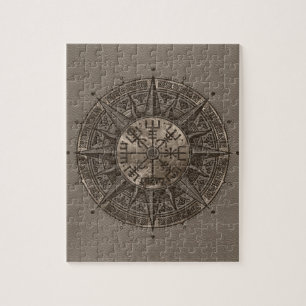 Puzzle Boussole de Vegvisir - de Viking - cuir et or