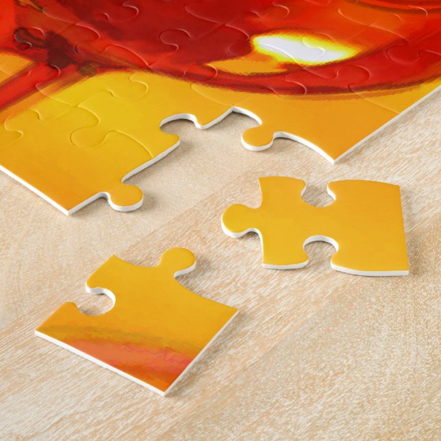 Puzzle Bouteille abstraite de vin et de verres (Côté)