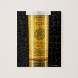 Puzzle Bouteille d'ordonnance avec billet de cent dollars