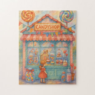 Puzzle Boutique de bonbons aquarelle aux doux caprices