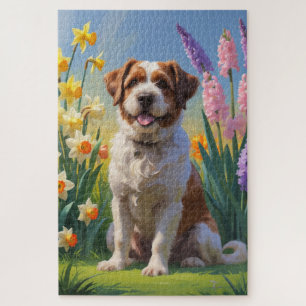 Puzzle Bouviers Des Flandres Chien Peinture De Fleurs Pri