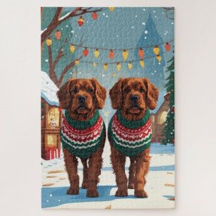 Puzzle Bouviers des Flandres Chiens Noël Neige Vacances 