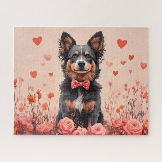 Puzzle Bovins australiens avec des roses - Saint-Valentin (Horizontal)