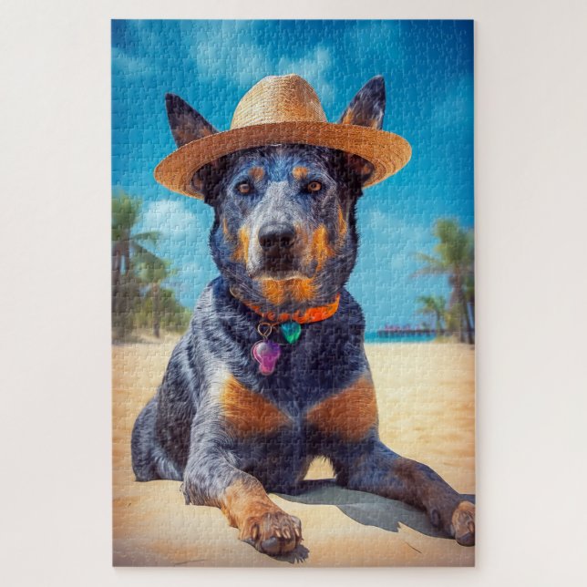 Puzzle Bovins australiens sur la plage, cadeau d'été pour (Vertical)