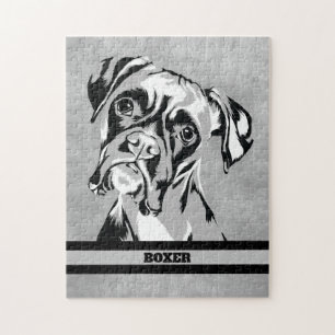 Puzzle Boxe Dog Abstrait Art Noir Et Blanc