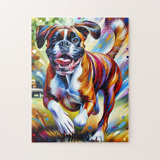 Puzzle Boxer Chien Acrylique Art Imprimer Cadeau Amoureux (Vertical)