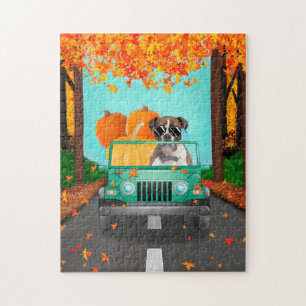 Puzzle Boxer Chien Citrouille Automne
