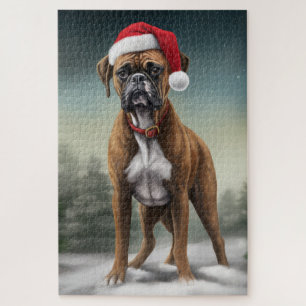 Puzzle Boxer dans la neige de Noël 