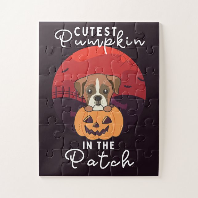 Puzzle Boxer En Chiens Citrouilles Citrouille Cutest Dans (Vertical)