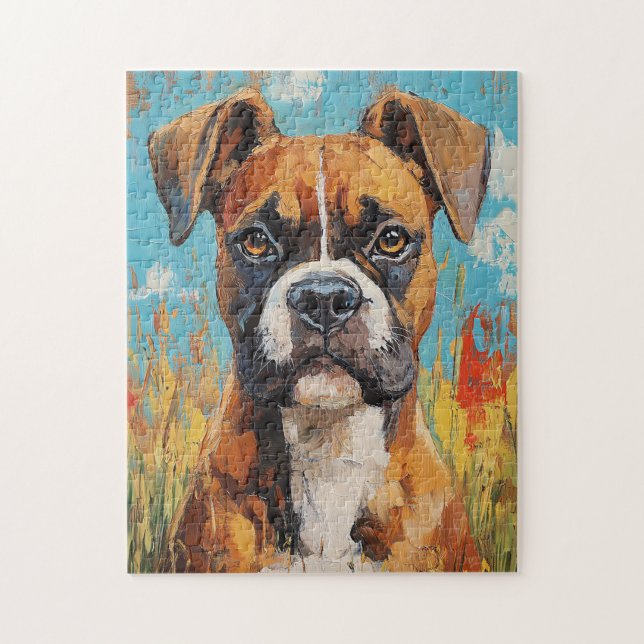 Puzzle Boxer Portrait Chien Peinture à l'huile numérique (Vertical)