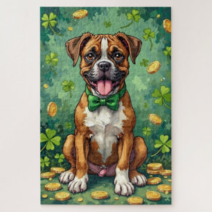 Puzzle Boxer St Patrick’s Day Joyeux Chien Chanceux